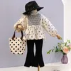 Clothing Sets Spring Autumn Casual Girls' Clothing Sets Polka Dot Babydoll ShirtFlared Pants Baby Clothes Suit Children Clothing Kids Outfits 230516