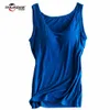 Kvinntankar Cami inbyggd BH -vadderad tank topp kvinnlig modal andningsbar fitness camisole toppar solid push up väst blusas femininas 230515