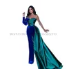 Robes de soirée velours et tache femmes robe de soirée sur mesure bleu vert une épaule patchwork combinaisons robe de bal sans bretelles 230515