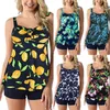 Dames badmode dames zwemjurk apart tankini buikbedekking met bedrukte bokser trunks bikini zwempak voor tieners meisjes