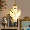 Hanglampen Amerikaans landelijk alle koperen middeleeuwse retro kwast kristalglas kroonluchter Franse veranda slaapkamer eetkamer lamp