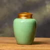 Bottiglie di stoccaggio 650ml 14cm Alta Ceramica Celadon Tè Rotondo Sigillato Barattolo Casa Due Coperchi Vino Festival Affari Regalo di Lusso