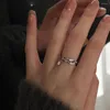 Anelli a grappolo in argento sterling 925 con zircone scava fuori l'anello di apertura del pendente con graffetta regolabile per il regalo di gioielli minimalista di moda femminile