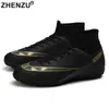 Buty bezpieczeństwa Zhenzu Rozmiar 34-47 Wysokie kostki Buty piłki nożnej AG/TF Football Boots Child Boys Ultralight Soccer Bleats Sneakers Botas de Futbol 230516