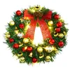 Flores decorativas Christmas Wreath Led Night With Bow Decoration Door pendurado Rattan Ornament Garland Decorações de natal decoração de casa 8