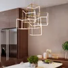 Lampadari Moderno Cubo d'Oro Illuminazione a Led Soggiorno Decor Lampadario a Sospensione Lampada Scale Lampade a Sospensione Apparecchi di Illuminazione