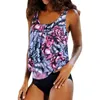 Maillots de bain pour femmes été rétro imprimé fleuri Tankini maillots de bain pour femmes 2023 2 pièces maillots de bain hauts avec shorty coupe ample