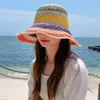 Wide Brim Hats Bucket Womens Summer Rainbow Straw For Women Foldable Visor Sun Protection Caps Female Beach Fashion 230515