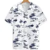 Erkek Girmiş Gömlekler Harajuku Tüy Hawaii Gömlek Baskılı Kısa Kollu Beyaz Sokak Yaz Plajı Erkekler için Giyim 230516