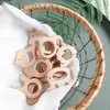 Baby Teethers Toys 10pc Wooden Teether Animals Beech Teething Grasping Wooden Animal Toy Rodent Baby Teether Pendant DIY Pacifier Chain Kids Goods 230516