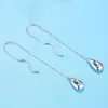 Stud Earrings PT950 Pure Platinum 950 Dangle Women Gift Lucky O Link Chain Drop 88mm / 2.2g