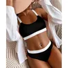 Women's Swimwear 2023 Special Cloth Thread Sunken Stripe Bikini Women's Color Matching Split Swimsuit Multi-Color