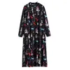 Casual Dresses Spring Autumn Oversize Korean Long Sleeve Woman Dress Vestidos Plus Size Fashion Print Vintage Maxi Shirt For Women