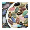 Charms Natural Agate Crystal Semiprecious Stone Gold Border Edge Egg Pendant For Jewelry Making Drop Delivery Findings Compon Dhgarden Dhfbm