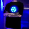 Camisetas masculinas reator homem liderado el iluminário som ativado t-shirt de manga curta para a família de festas montadas roupas de filho J230516