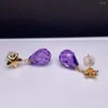 Studörhängen Shilovem 18K Yellow Gold Piezoelectric Amethyst Fina smycken Trendiga presentanläggning Kvinnor 8 11mm MyMe08114479Z