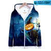 Felpe con cappuccio da uomo Felpe Moda Halloween Cerniera stampata 3D Ragazzi / ragazze Autunno Inverno Volto di zucca Pullover a maniche lunghe Capispalla caldo Top