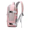 Backpack Pink Mulheres viajam de mochila repelente de água Anti-roubo de mochila casual elegante com tira de bagagem Backpack de porta USB 230516