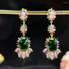 Boucles d'oreilles pendantes RUZZALLATI 2023 rétro émeraude zircone pour femmes couleur or goutte boucle d'oreille luxe argent bijoux de fiançailles