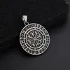 Pendant Necklaces Stainless Steel Viking Vegvisir Compass Necklace Punk Men's Scandinavian Amulet Jewelry