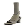Sandaler Phoentin Fashion Splicing Knitting Women Summer Boots Novely Clip-On Side Zipper Party High Heel Shoes FT2473