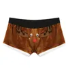 Underpants Men Male Christmas Elk Boxer Shorts Brief Underwear Elastic Waistband Pleuche Santa Claus Holiday Costume Short Trousers