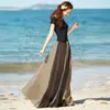 Kjolar kvinnor chiffon long lady flickor strand sundress kjol en storlek flerfärgad full cirkel matchande bohemian