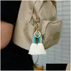 Ключевые кольца Женские ручные ручной работы Boho Rainbow Tassel Bag Bag Vange Gold Holder Fashion Sirew Will и Sandy 155 R2 Drod