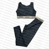 Letters Printed Tracksuit Women Yoga Cropped Top Elastic Waist Yoga Leggings Woman Summer Gym Wear