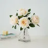 Decorative Flowers 5Heads Simulation Peony Flower Artificial Silk Rose Flore Wedding Stage Setting Fake Bouquet Shopping Mall Decor Branch