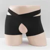 Mutande Mutandine senza cavallo in cotone per uomo Pantaloncini boxer aperti sul retro Slip vuoti Lingerie Sospensorio Intimo String Bikini