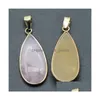 Charms Natural Agate Crystal Semiprecious Stone Waterdrop Gold Border Edge Egg Pendant For Jewelry Making Drop Delivery Findi Dhgarden Dh4Uh