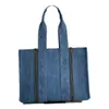 5A Collection de qualité de sacs fourre-tout en denim d'été de luxe Toutes les tailles Designer Femme Woody Denim Sac de plage toile en cuir couture panier sac mode sac à provisions d'été