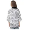 Ethnic Clothing Black Striped Printed White Cardigan Fashion Street Beach Japanese Kimono Robe Men Shirts Yukata Haori Women's