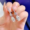 Bengelen oorbellen Water Drop Diamond Earring Real 925 Sterling Silver Wedding For Women Bridal Promise Sieraden Gift