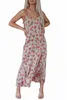 розовая атласная спагетти ремешок для ремня макси -платье 2023 Горячий новый S970#