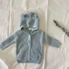 Pullover ins crianças bebê fofo urso ouvido menino outono de lã com capuz com capuz de suéter