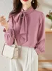 Damskie bluzki wiosna lato damskie Słodka różowa bluzka bluzka elegancka bluzka moda moda koszule z długim rękawem Blusas Mujer 2023