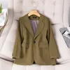 Spring and Autumn Black Coffee Color Small Suit Coat Women Mid Length Fashion Top High End Professional Style Overcoat