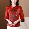 Blouses pour femmes 1 pièces hauts pour femmes 2023 été en mousseline de soie tissu de soie imprime bouton épissage Style chinois apprêt chemise dames chemises maigres