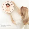 Horloges murales belle jeune femme avec une peau impeccable acrylique horloge arrondie montre pour Salon de beauté Spa soins de la peau décor suspendu