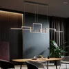 الثريات الحديثة الهندسة السوداء LED الثريا الإضاءة المعيشة غرفة الطعام ديكور مصباح البار المكتب معلقة أضواء اللومينير