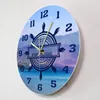 Wall Clocks Steering Wheel Modern Printed Acrylic Clock Nautical Vessel Sailing Adventure Anchor Non Ticking Hanging Home Decor Watch