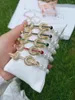 Link Bracelets 5PCS Fashion Elasticity Bracelet Pearl Shell Beaded Charm Zircon Bar Connector Bangles For Women 2023 Jewelry