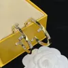 Earrings fan-shaped gold hoop earrings pearl diamond pendant with box fashion party wedding engagement lover gift jewelry