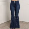 Kvinnor Jeans Celana denim Wanita Jins Flare Melar Pinggang Tengah Saku Bawah Lonceng Skinny Gaya Korea Kasual Pengangkat Bokong Kaki Lebar 230516