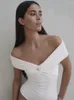 Camisetas de Mujer Y2k Tops Sexy blanco sólido Top con cuello en V un hombro camisetas delgadas ropa para Mujer Blusa Mujer Moda 2023 Moda de verano