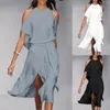 Casual Dresses Sexy Off Shoulder Elegant Halter Dress Women Sleeveless Backless Split Cocktail Long Summer Ladies Female Evening Robe