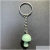 Nyckelringar mini svampstaty stencirkelkedjor snidade charm nyckelringar läkande kristallnyckel för kvinnor män släpper läcker dhgarden dh6ff