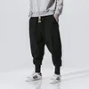 Mens Pants Cotton Linen Harem Solid Elastic Waist Streetwear Joggers Baggy Dropcrotch Casual Trousers 230516